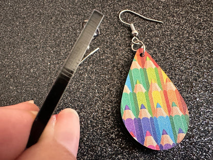 Colored Pencil Earrings: Laser Cut Acrylic Back to School Earrings, Artist, Teacher, Student, Education, Artist, Best Gifts for Her/Him/Them