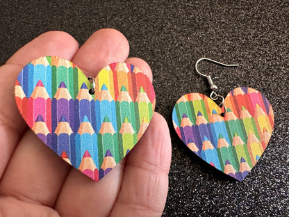 Colored Pencil Earrings: Laser Cut Acrylic Back to School Earrings, Artist, Teacher, Student, Education, Artist, Best Gifts for Her/Him/Them