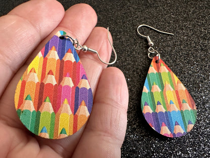 Colored Pencil Earrings: Laser Cut Acrylic Back to School Earrings, Artist, Teacher, Student, Education, Artist, Best Gifts for Her/Him/Them