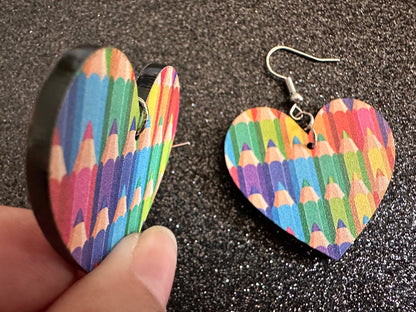 Colored Pencil Earrings: Laser Cut Acrylic Back to School Earrings, Artist, Teacher, Student, Education, Artist, Best Gifts for Her/Him/Them