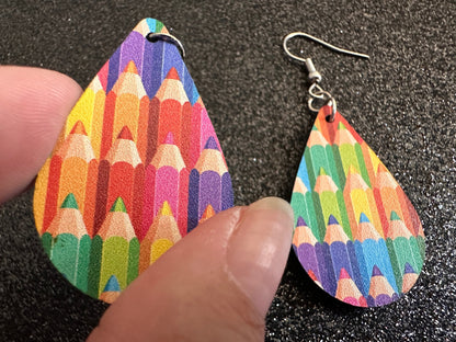 Colored Pencil Earrings: Laser Cut Acrylic Back to School Earrings, Artist, Teacher, Student, Education, Artist, Best Gifts for Her/Him/Them