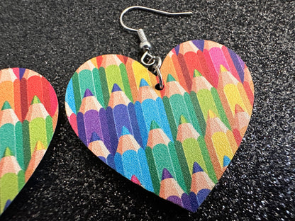 Colored Pencil Earrings: Laser Cut Acrylic Back to School Earrings, Artist, Teacher, Student, Education, Artist, Best Gifts for Her/Him/Them