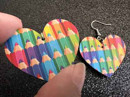 Colored Pencil Earrings: Laser Cut Acrylic Back to School Earrings, Artist, Teacher, Student, Education, Artist, Best Gifts for Her/Him/Them