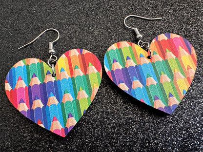 Colored Pencil Earrings: Laser Cut Acrylic Back to School Earrings, Artist, Teacher, Student, Education, Artist, Best Gifts for Her/Him/Them