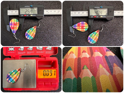Colored Pencil Earrings: Laser Cut Acrylic Back to School Earrings, Artist, Teacher, Student, Education, Artist, Best Gifts for Her/Him/Them