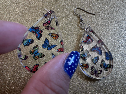 Colorful Butterfly Earrings: Laser Cut Acrylic Butterflies, Summer, Monarch, Blue Morpho, Fly, Insects, Bugs, Best Gifts for Her/Him/Them