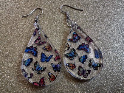 Colorful Butterfly Earrings: Laser Cut Acrylic Butterflies, Summer, Monarch, Blue Morpho, Fly, Insects, Bugs, Best Gifts for Her/Him/Them