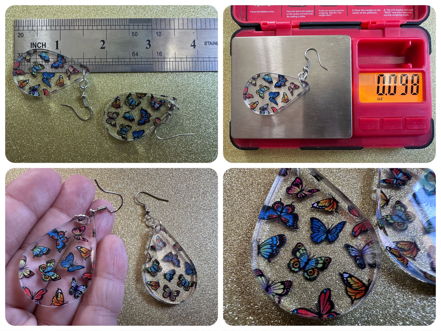 Colorful Butterfly Earrings: Laser Cut Acrylic Butterflies, Summer, Monarch, Blue Morpho, Fly, Insects, Bugs, Best Gifts for Her/Him/Them