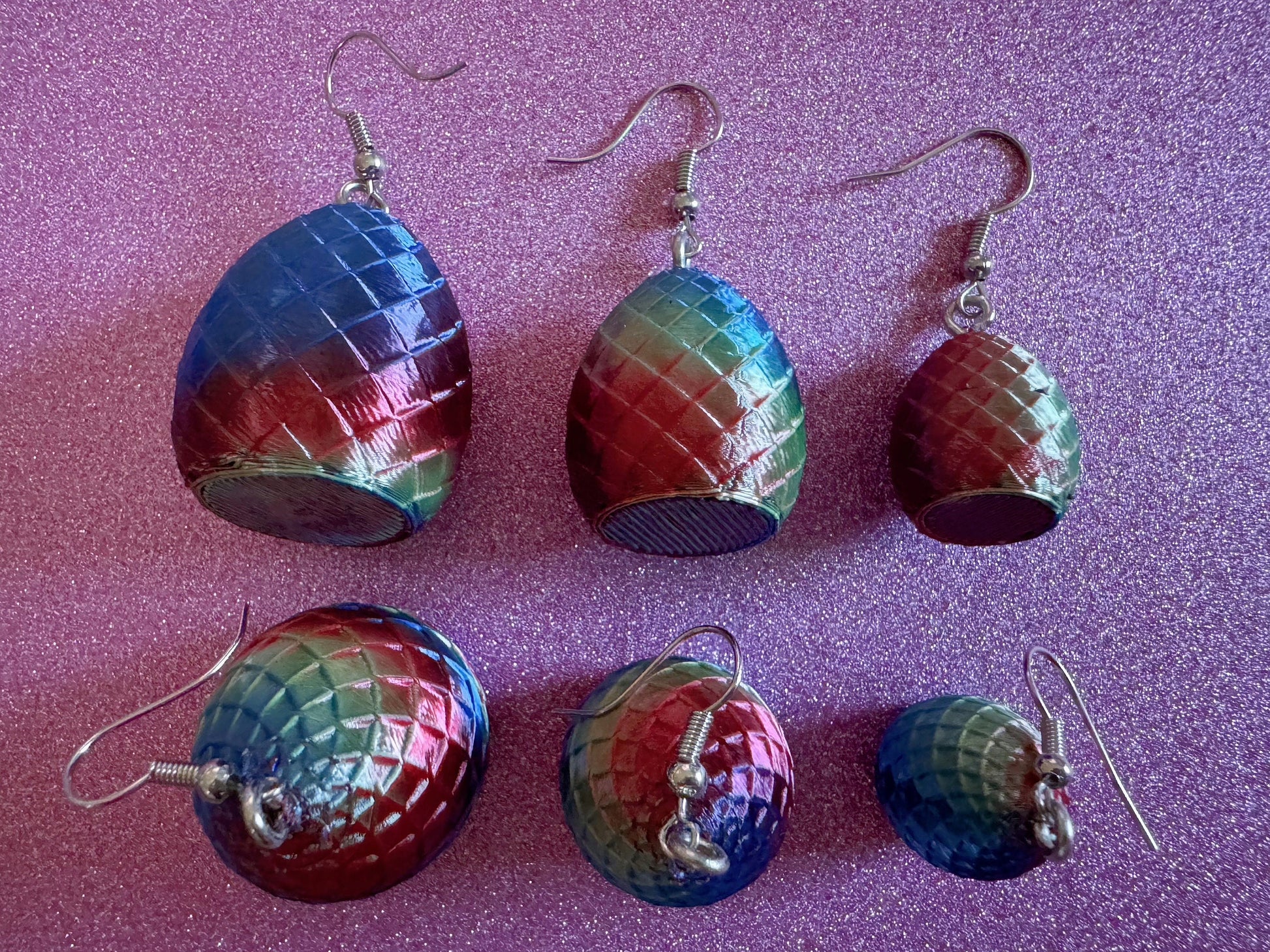 Colorful Dragon Egg Earrings: 3D Printed Dragon's Eggs, Rainbow, Scaly, Fictional, Mythical, Mystical, Fantasy, Best Gifts for Her/Him/Them
