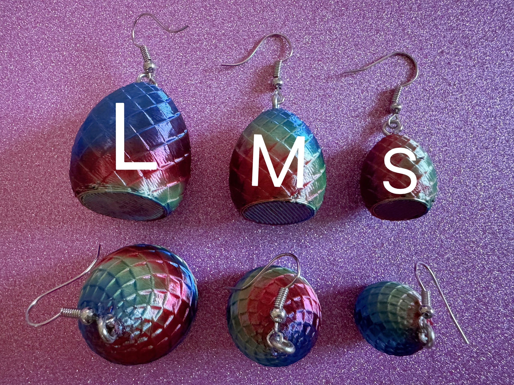 Colorful Dragon Egg Earrings: 3D Printed Dragon's Eggs, Rainbow, Scaly, Fictional, Mythical, Mystical, Fantasy, Best Gifts for Her/Him/Them