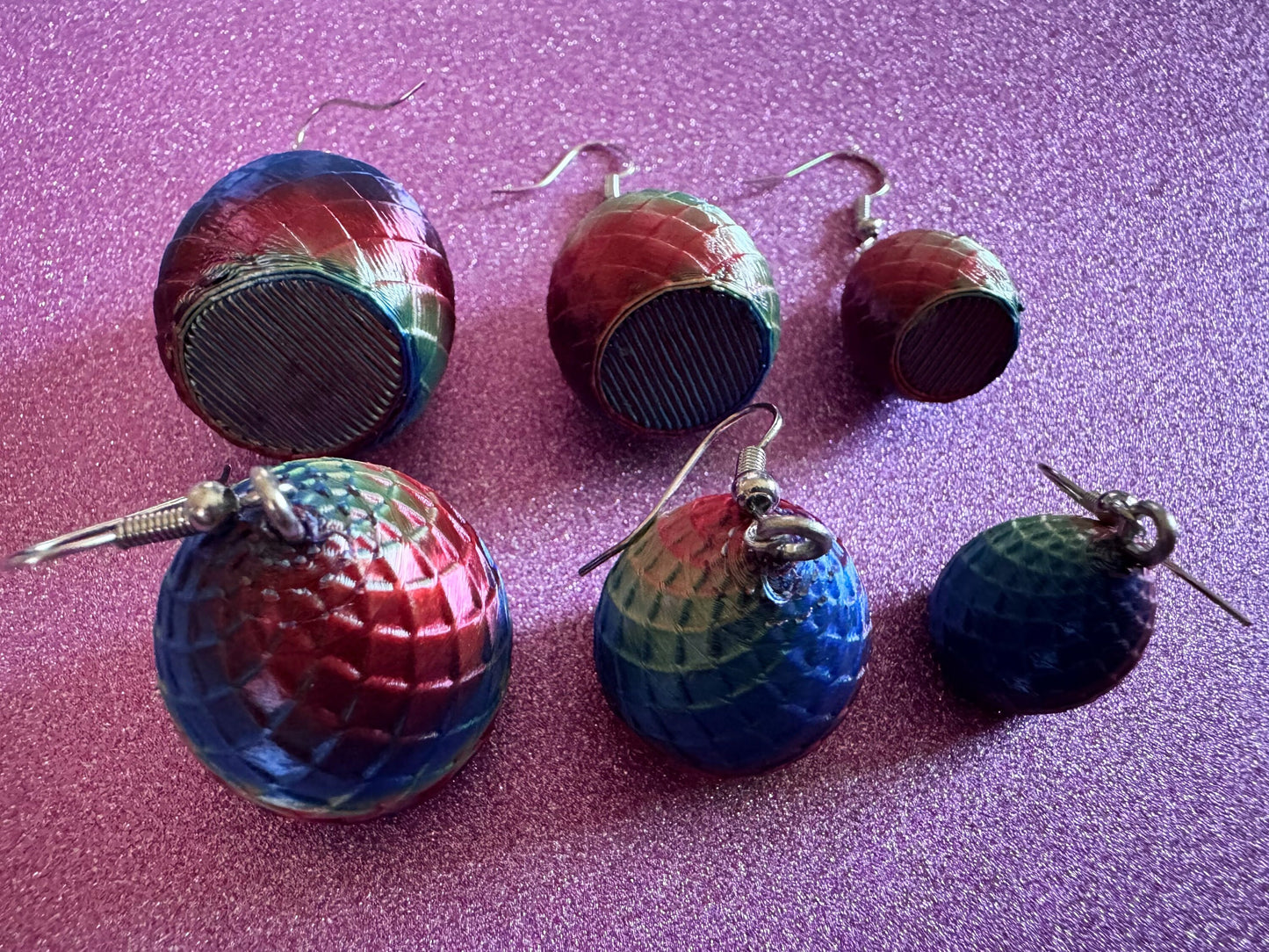 Colorful Dragon Egg Earrings: 3D Printed Dragon's Eggs, Rainbow, Scaly, Fictional, Mythical, Mystical, Fantasy, Best Gifts for Her/Him/Them