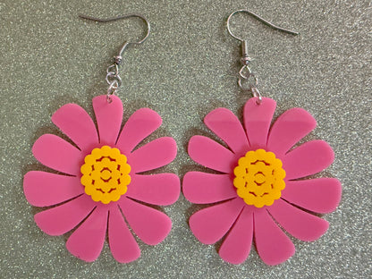 Colorful Flower Earrings: Laser Cut Acrylic Flowers, Floral, Botany, Bouquet, Florals, Plants, Summer Vibes, Best Gifts for Her/Him/Them