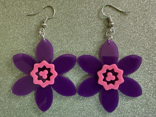 Colorful Flower Earrings: Laser Cut Acrylic Flowers, Floral, Botany, Bouquet, Florals, Plants, Summer Vibes, Best Gifts for Her/Him/Them
