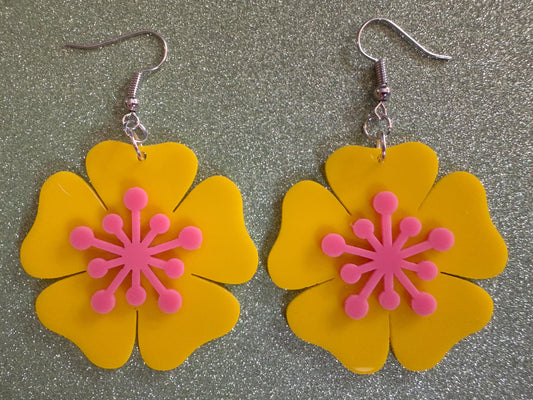 Colorful Flower Earrings: Laser Cut Acrylic Flowers, Floral, Botany, Bouquet, Florals, Plants, Summer Vibes, Best Gifts for Her/Him/Them