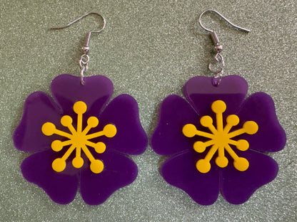 Colorful Flower Earrings: Laser Cut Acrylic Flowers, Floral, Botany, Bouquet, Florals, Plants, Summer Vibes, Best Gifts for Her/Him/Them