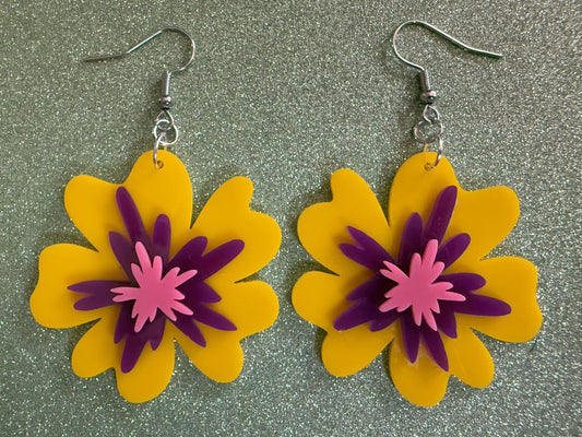 Colorful Flower Earrings: Laser Cut Acrylic Flowers, Floral, Botany, Bouquet, Florals, Plants, Summer Vibes, Best Gifts for Her/Him/Them