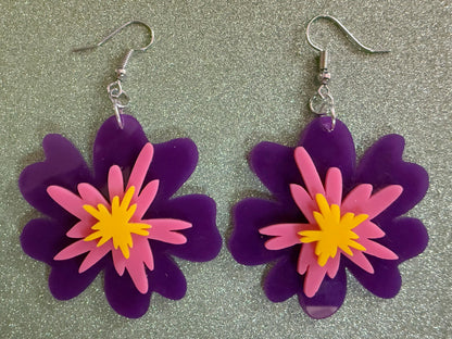 Colorful Flower Earrings: Laser Cut Acrylic Flowers, Floral, Botany, Bouquet, Florals, Plants, Summer Vibes, Best Gifts for Her/Him/Them