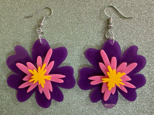 Colorful Flower Earrings: Laser Cut Acrylic Flowers, Floral, Botany, Bouquet, Florals, Plants, Summer Vibes, Best Gifts for Her/Him/Them