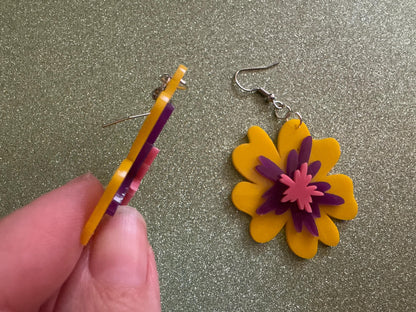 Colorful Flower Earrings: Laser Cut Acrylic Flowers, Floral, Botany, Bouquet, Florals, Plants, Summer Vibes, Best Gifts for Her/Him/Them
