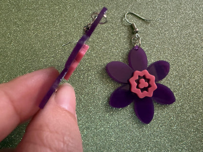 Colorful Flower Earrings: Laser Cut Acrylic Flowers, Floral, Botany, Bouquet, Florals, Plants, Summer Vibes, Best Gifts for Her/Him/Them