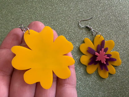 Colorful Flower Earrings: Laser Cut Acrylic Flowers, Floral, Botany, Bouquet, Florals, Plants, Summer Vibes, Best Gifts for Her/Him/Them