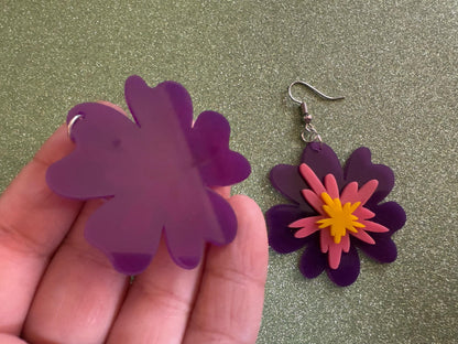 Colorful Flower Earrings: Laser Cut Acrylic Flowers, Floral, Botany, Bouquet, Florals, Plants, Summer Vibes, Best Gifts for Her/Him/Them