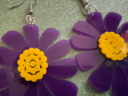 Colorful Flower Earrings: Laser Cut Acrylic Flowers, Floral, Botany, Bouquet, Florals, Plants, Summer Vibes, Best Gifts for Her/Him/Them