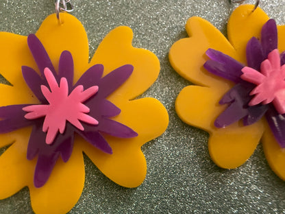 Colorful Flower Earrings: Laser Cut Acrylic Flowers, Floral, Botany, Bouquet, Florals, Plants, Summer Vibes, Best Gifts for Her/Him/Them