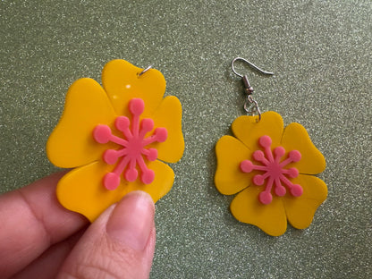 Colorful Flower Earrings: Laser Cut Acrylic Flowers, Floral, Botany, Bouquet, Florals, Plants, Summer Vibes, Best Gifts for Her/Him/Them