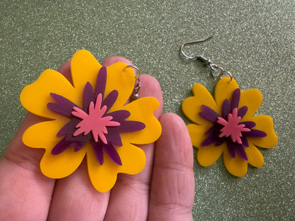Colorful Flower Earrings: Laser Cut Acrylic Flowers, Floral, Botany, Bouquet, Florals, Plants, Summer Vibes, Best Gifts for Her/Him/Them