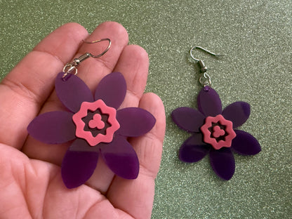 Colorful Flower Earrings: Laser Cut Acrylic Flowers, Floral, Botany, Bouquet, Florals, Plants, Summer Vibes, Best Gifts for Her/Him/Them