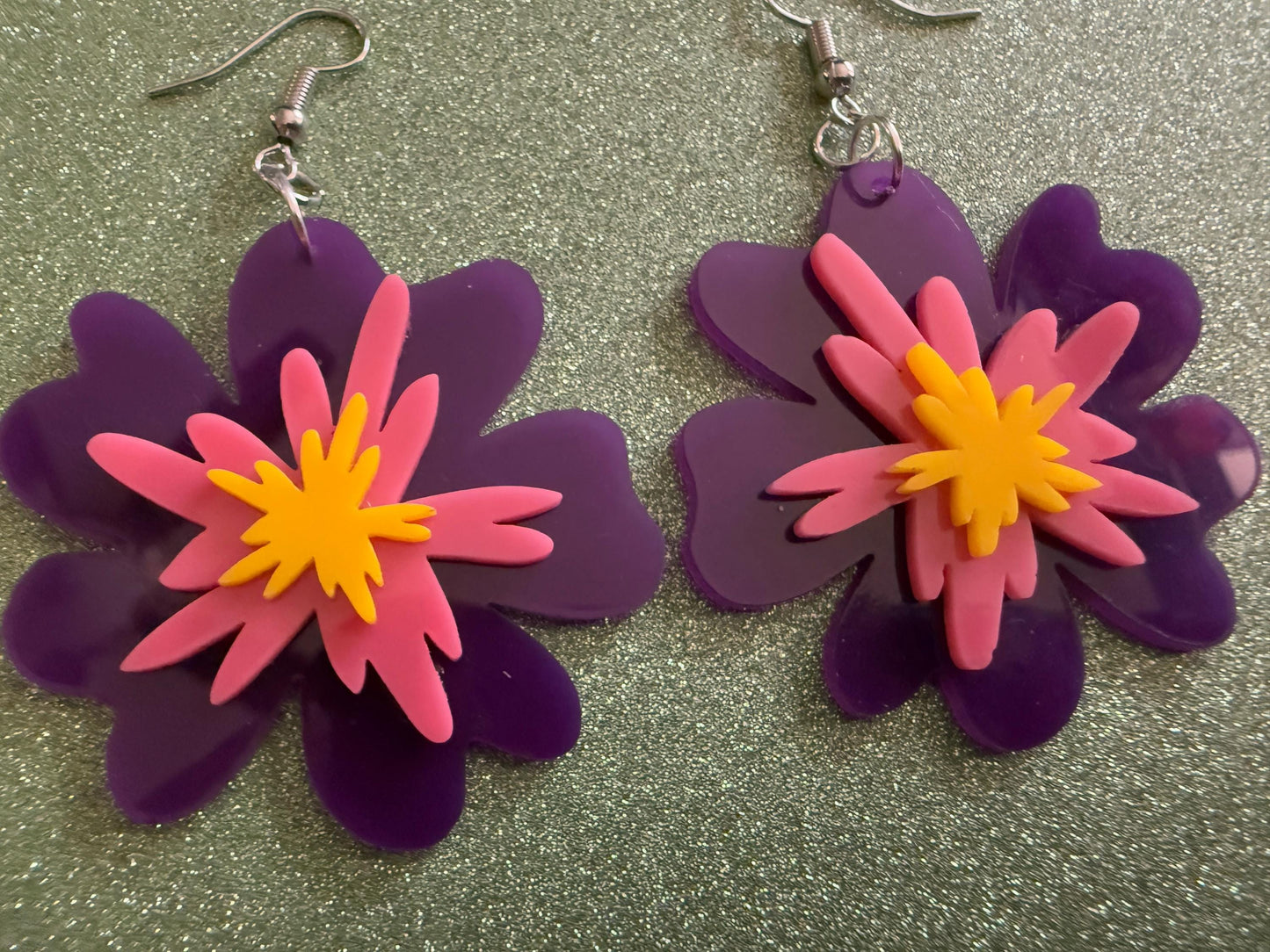 Colorful Flower Earrings: Laser Cut Acrylic Flowers, Floral, Botany, Bouquet, Florals, Plants, Summer Vibes, Best Gifts for Her/Him/Them