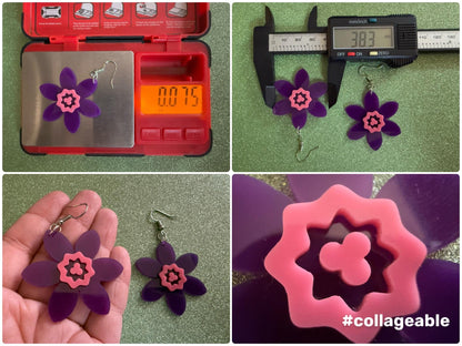Colorful Flower Earrings: Laser Cut Acrylic Flowers, Floral, Botany, Bouquet, Florals, Plants, Summer Vibes, Best Gifts for Her/Him/Them