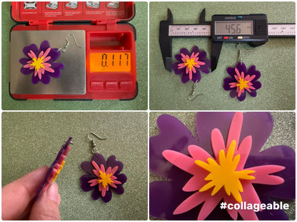 Colorful Flower Earrings: Laser Cut Acrylic Flowers, Floral, Botany, Bouquet, Florals, Plants, Summer Vibes, Best Gifts for Her/Him/Them