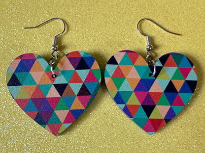 Colorful Geometric Earrings: Laser Cut Acrylic Earrings, Unique, Triangles, Triangle Pattern, Rainbow, Symmetry, Best Gifts for Her/Him/Them