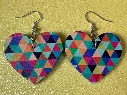 Colorful Geometric Earrings: Laser Cut Acrylic Earrings, Unique, Triangles, Triangle Pattern, Rainbow, Symmetry, Best Gifts for Her/Him/Them