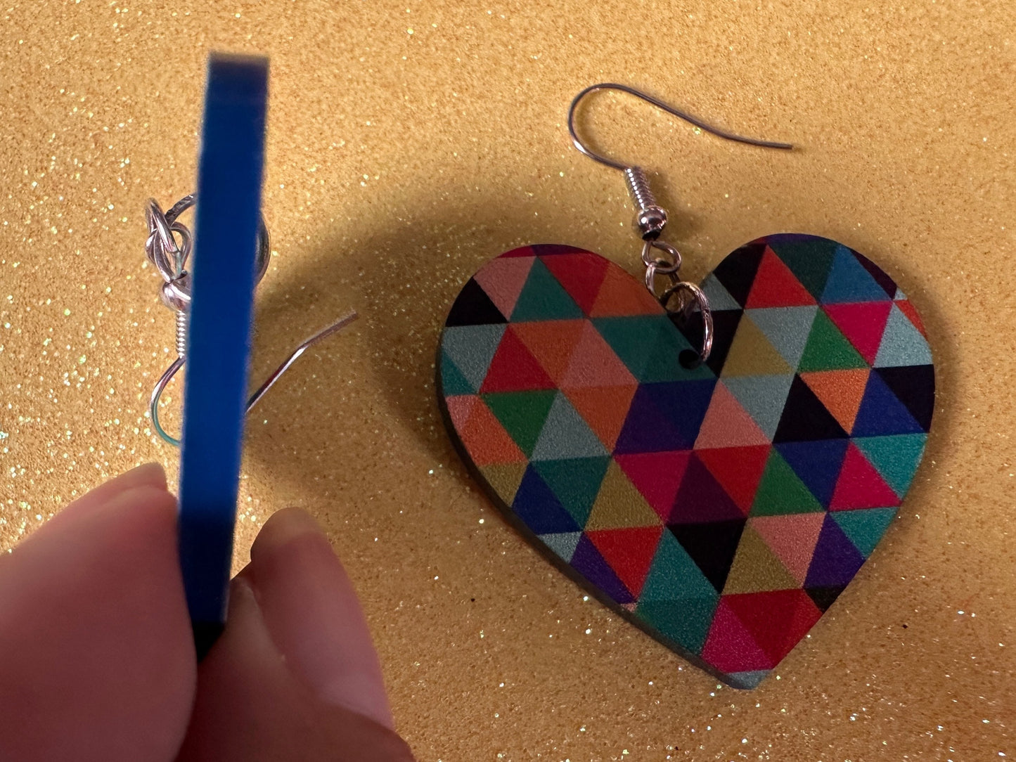 Colorful Geometric Earrings: Laser Cut Acrylic Earrings, Unique, Triangles, Triangle Pattern, Rainbow, Symmetry, Best Gifts for Her/Him/Them