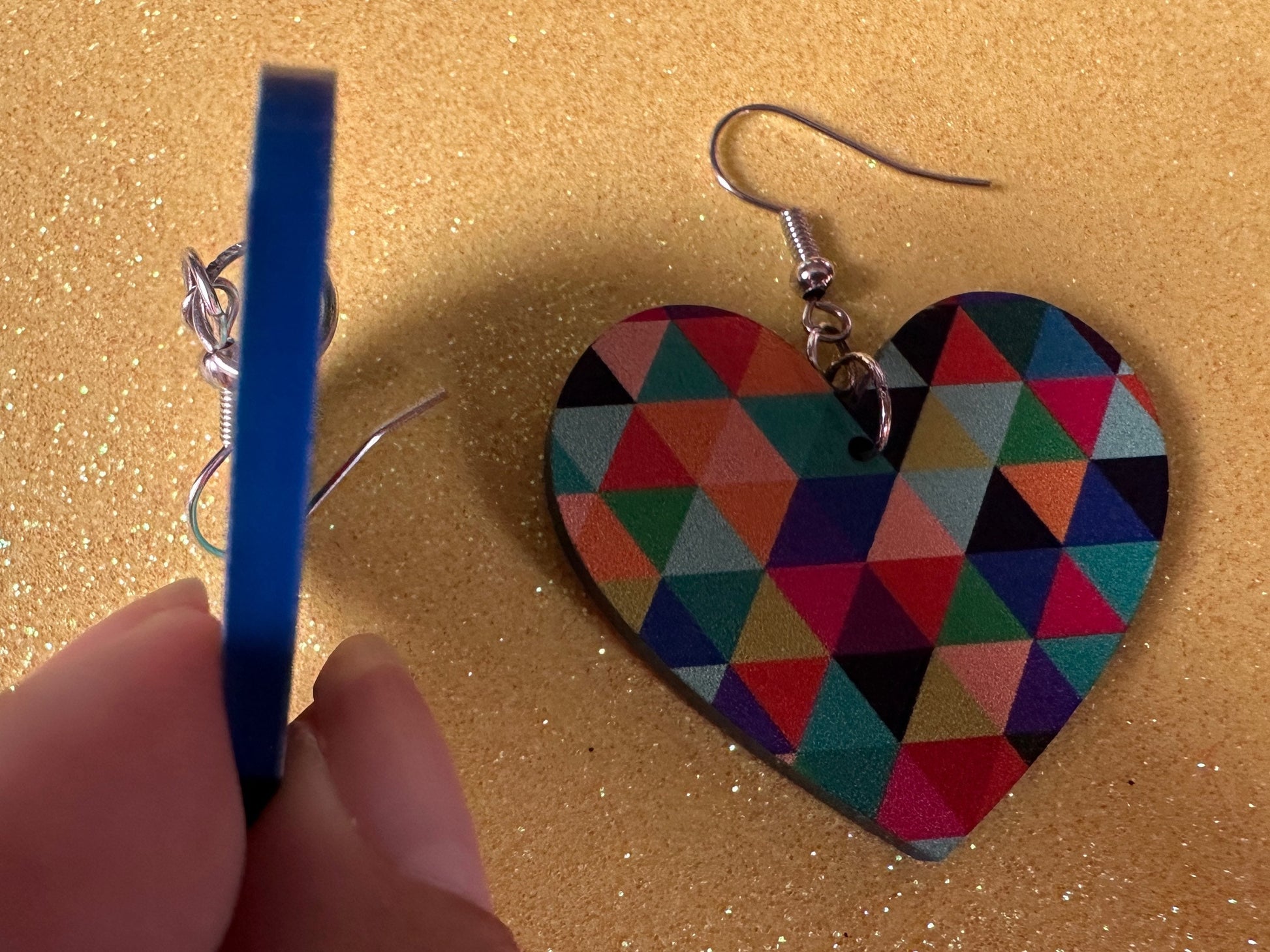 Colorful Geometric Earrings: Laser Cut Acrylic Earrings, Unique, Triangles, Triangle Pattern, Rainbow, Symmetry, Best Gifts for Her/Him/Them