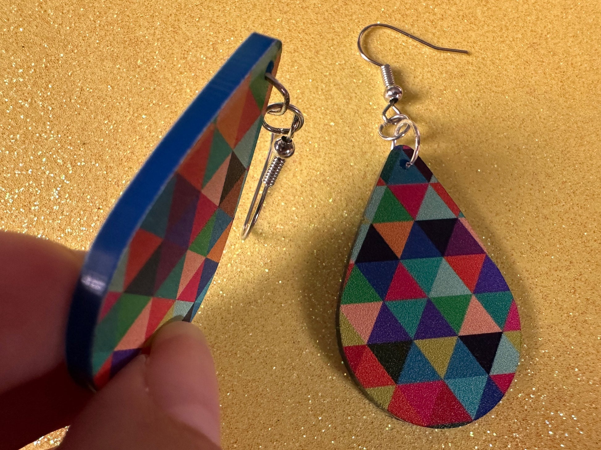 Colorful Geometric Earrings: Laser Cut Acrylic Earrings, Unique, Triangles, Triangle Pattern, Rainbow, Symmetry, Best Gifts for Her/Him/Them