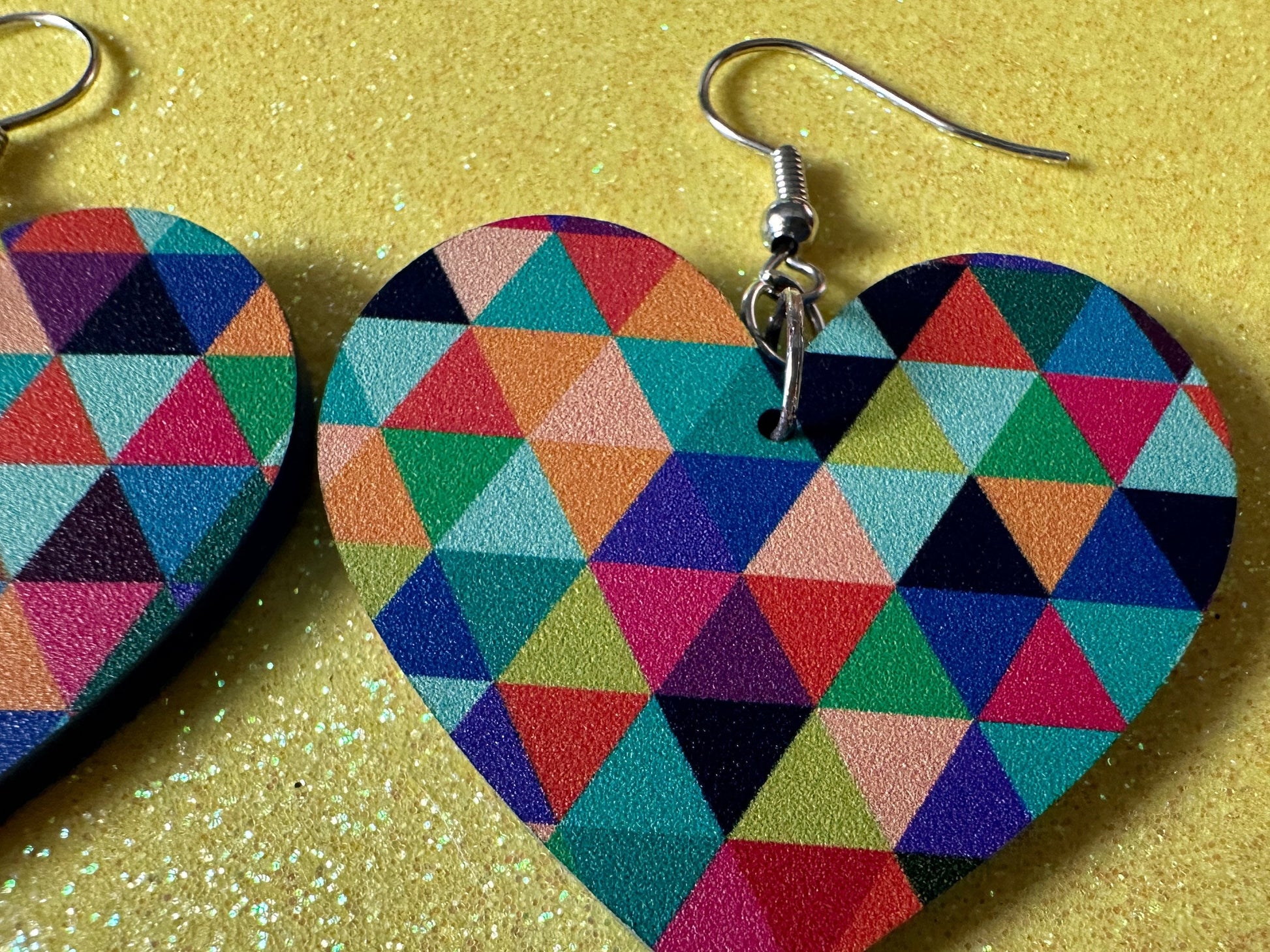 Colorful Geometric Earrings: Laser Cut Acrylic Earrings, Unique, Triangles, Triangle Pattern, Rainbow, Symmetry, Best Gifts for Her/Him/Them