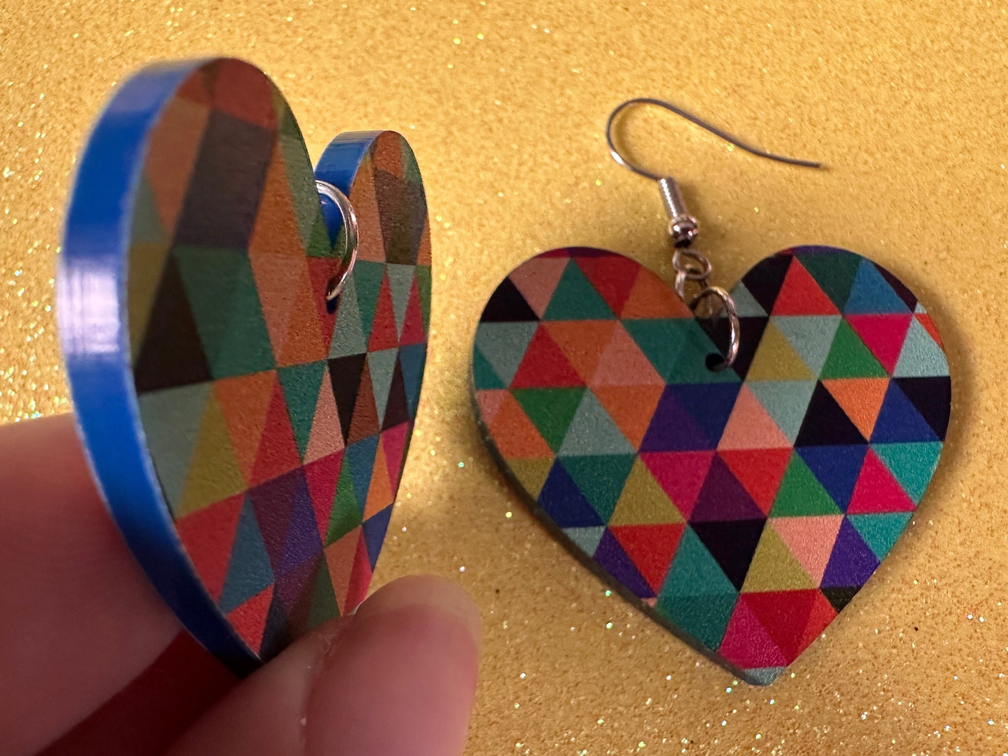 Colorful Geometric Earrings: Laser Cut Acrylic Earrings, Unique, Triangles, Triangle Pattern, Rainbow, Symmetry, Best Gifts for Her/Him/Them