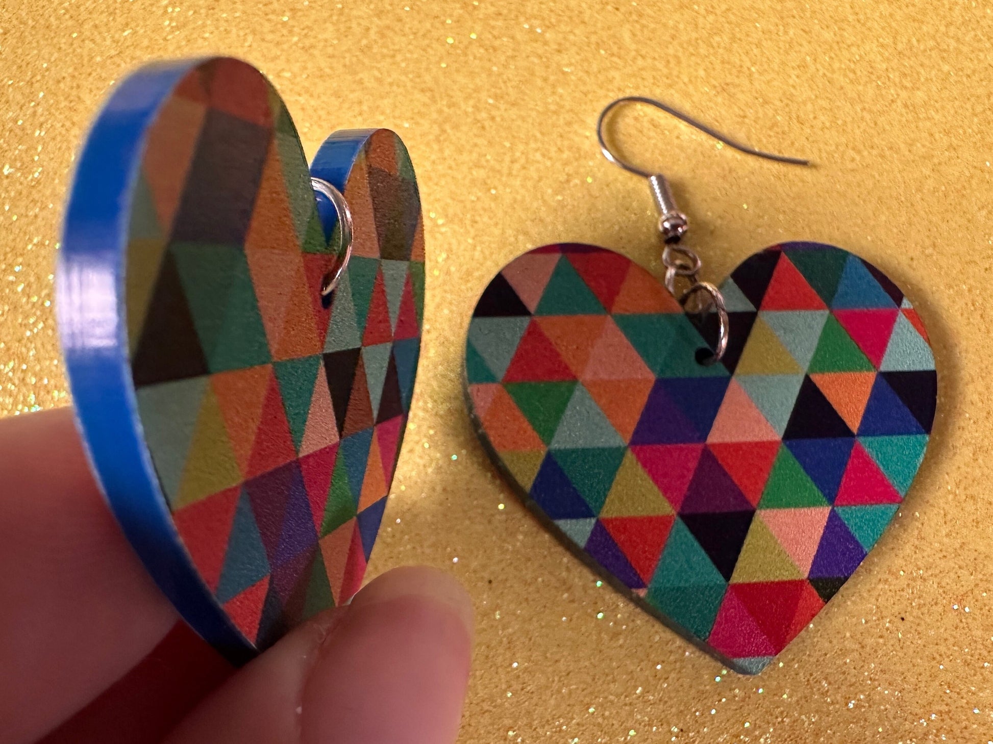 Colorful Geometric Earrings: Laser Cut Acrylic Earrings, Unique, Triangles, Triangle Pattern, Rainbow, Symmetry, Best Gifts for Her/Him/Them