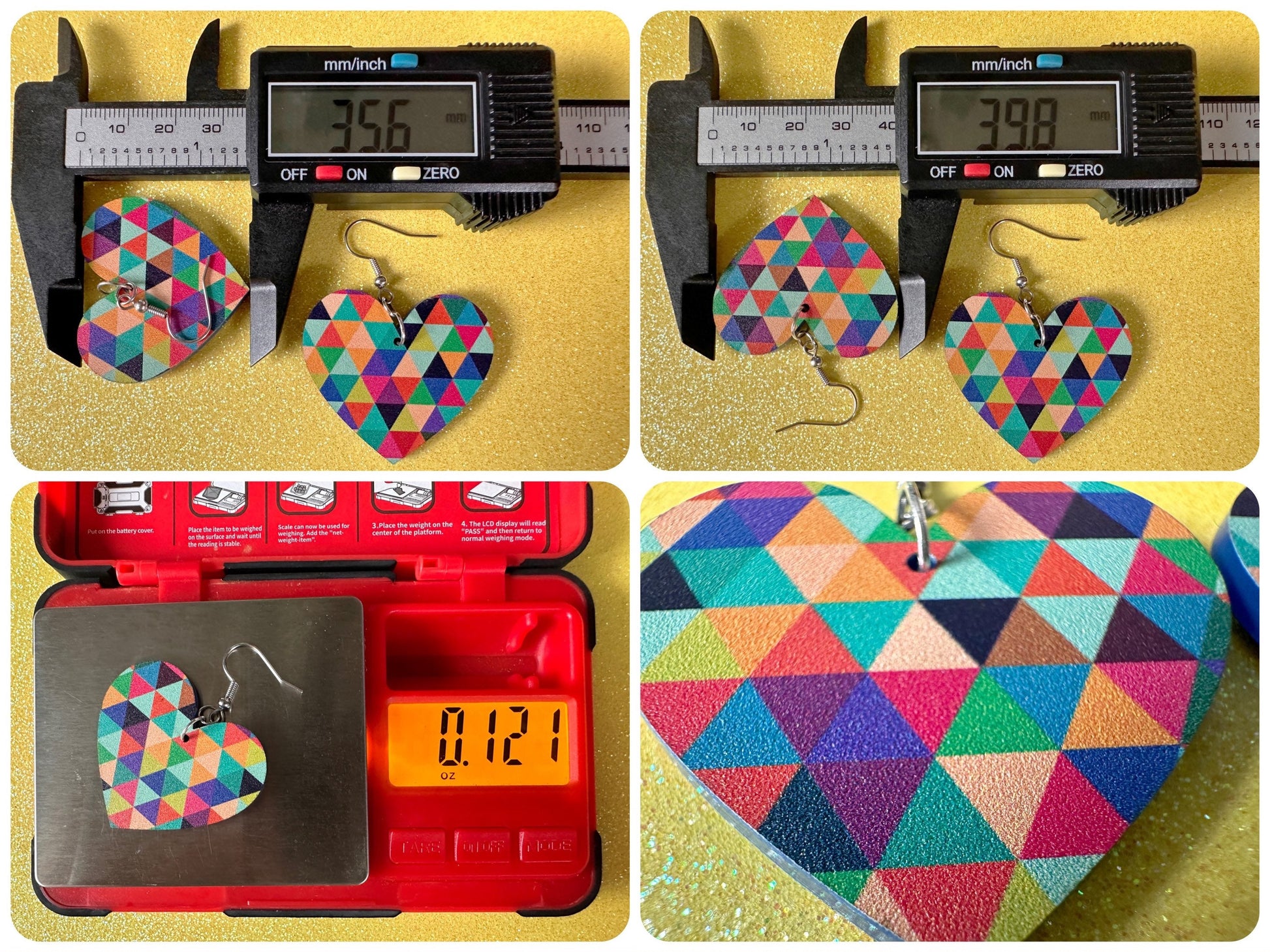 Colorful Geometric Earrings: Laser Cut Acrylic Earrings, Unique, Triangles, Triangle Pattern, Rainbow, Symmetry, Best Gifts for Her/Him/Them