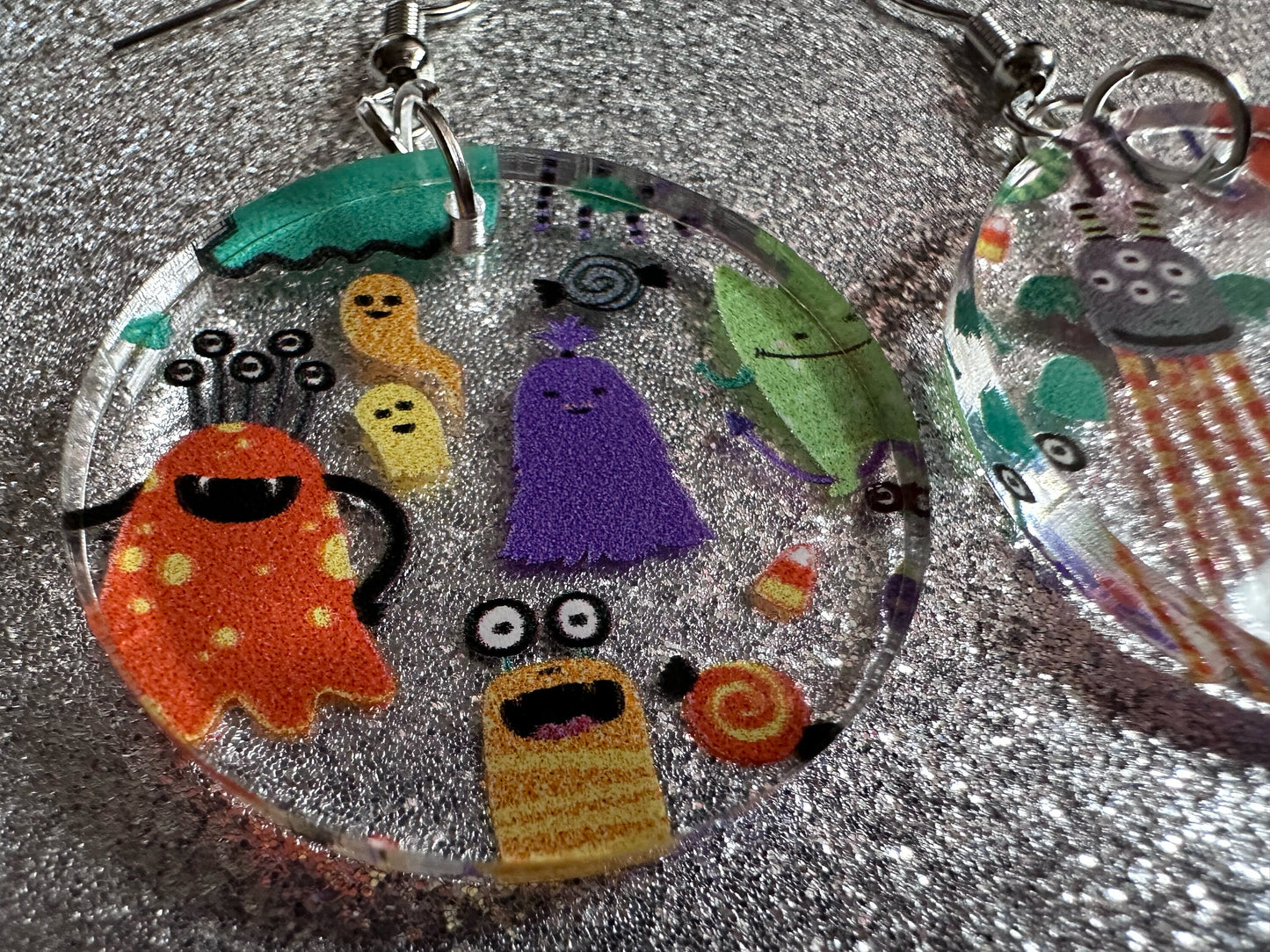 Colorful Monster Earrings: Laser Cut Acrylic Monsters, Halloween, Aliens, Cute Creatures, Green Earrings, Best Gifts for Her/Him/Them