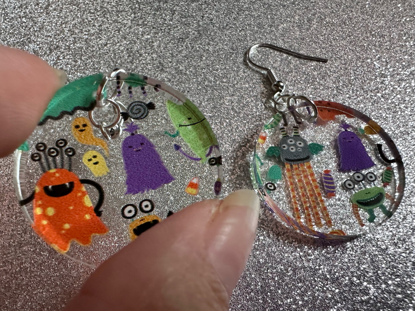 Colorful Monster Earrings: Laser Cut Acrylic Monsters, Halloween, Aliens, Cute Creatures, Green Earrings, Best Gifts for Her/Him/Them