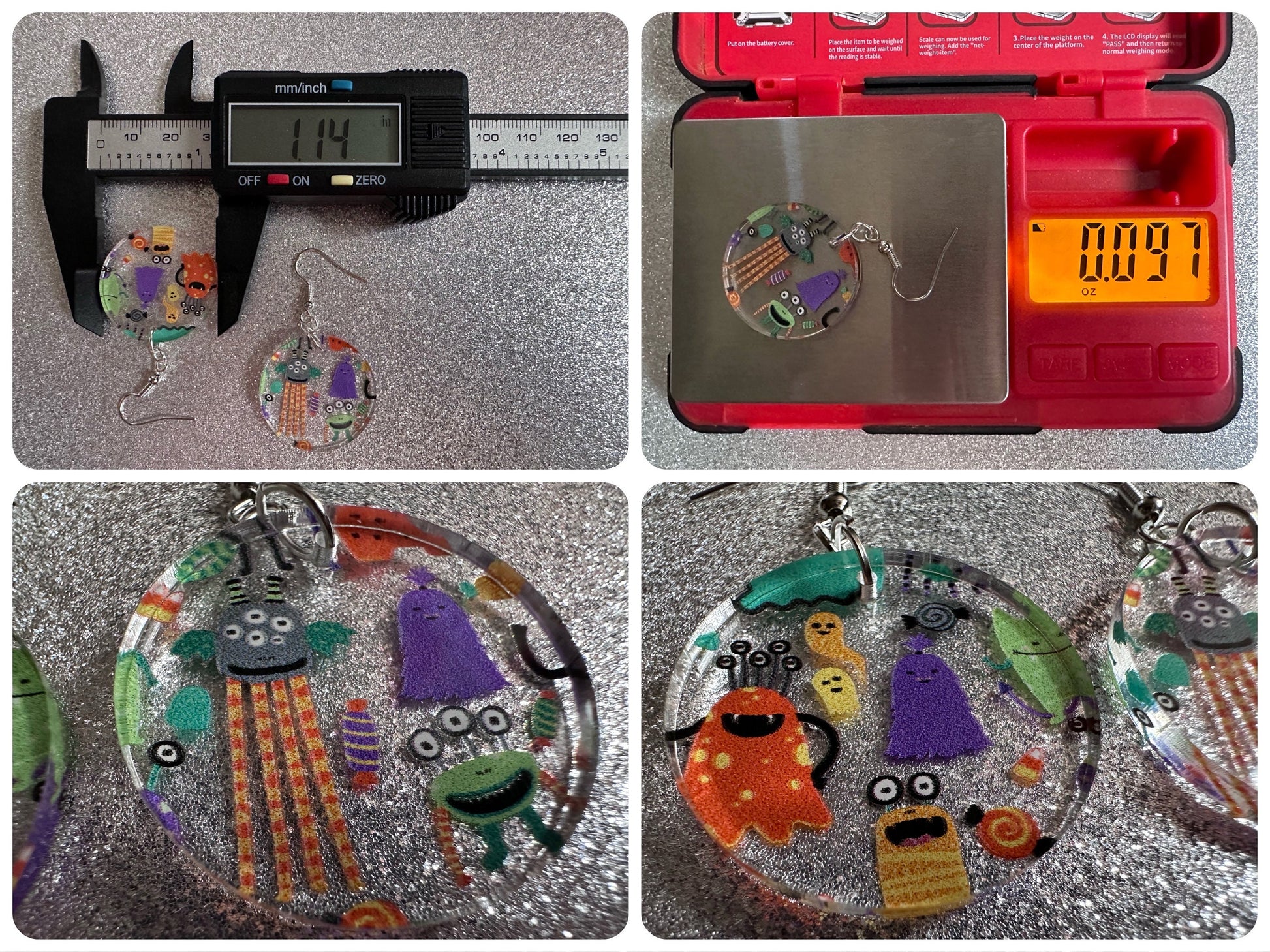 Colorful Monster Earrings: Laser Cut Acrylic Monsters, Halloween, Aliens, Cute Creatures, Green Earrings, Best Gifts for Her/Him/Them