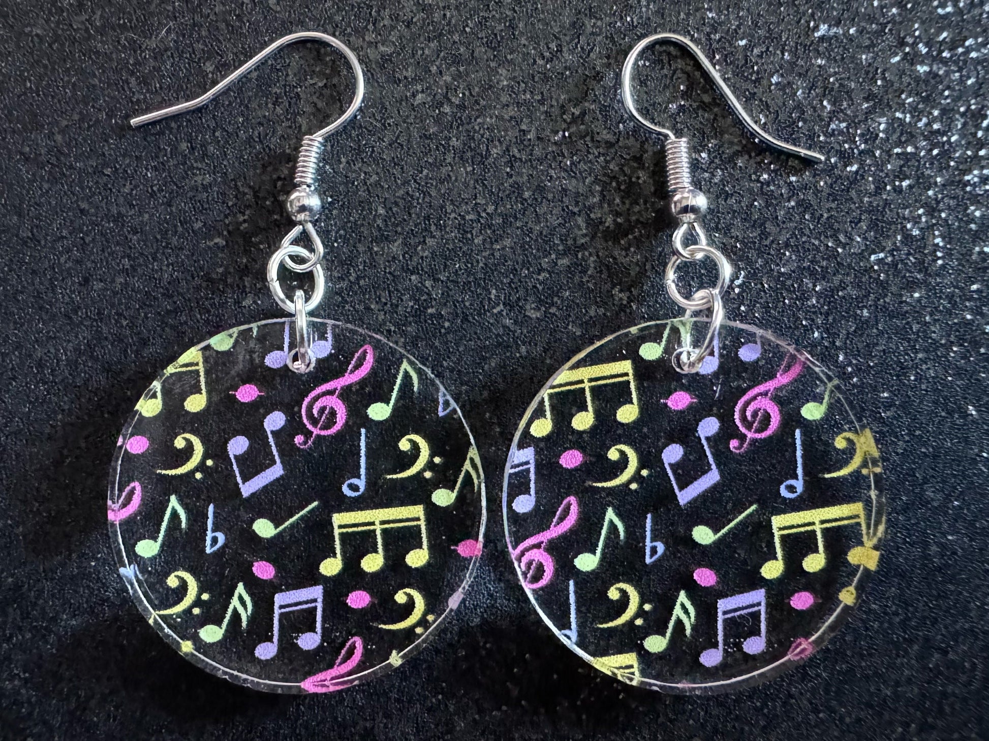 Colorful Music Note Earrings: Laser Cut Acrylic Sheet Music, Piano, Classical, Concert, Musician, Treble Cleff, Best Gifts for Her/Him/Them
