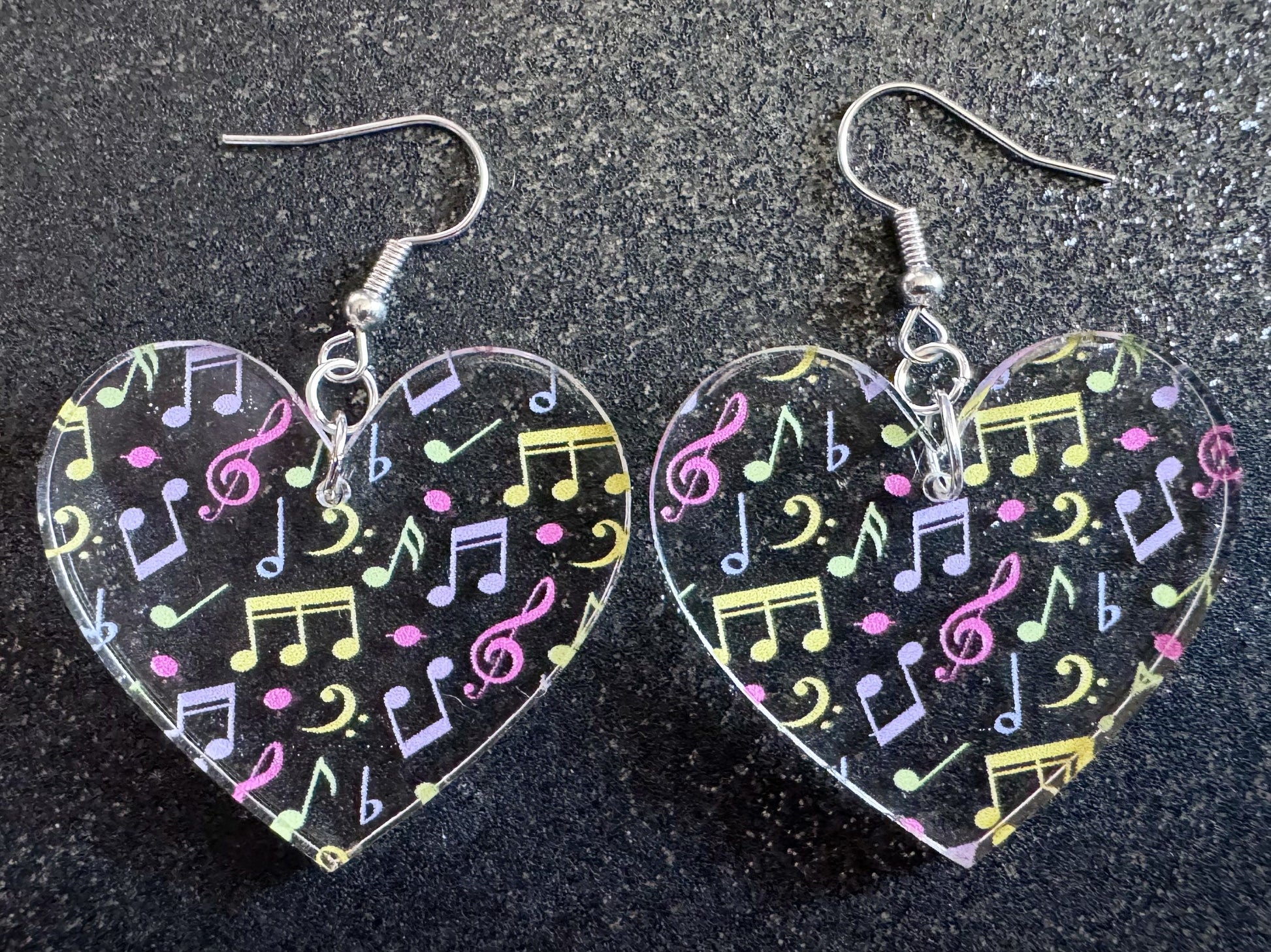 Colorful Music Note Earrings: Laser Cut Acrylic Sheet Music, Piano, Classical, Concert, Musician, Treble Cleff, Best Gifts for Her/Him/Them