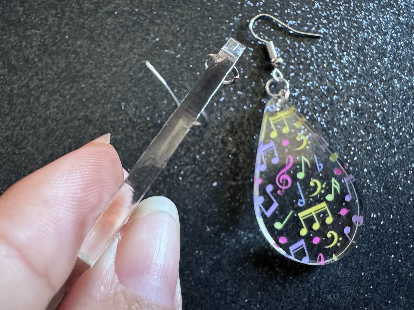 Colorful Music Note Earrings: Laser Cut Acrylic Sheet Music, Piano, Classical, Concert, Musician, Treble Cleff, Best Gifts for Her/Him/Them