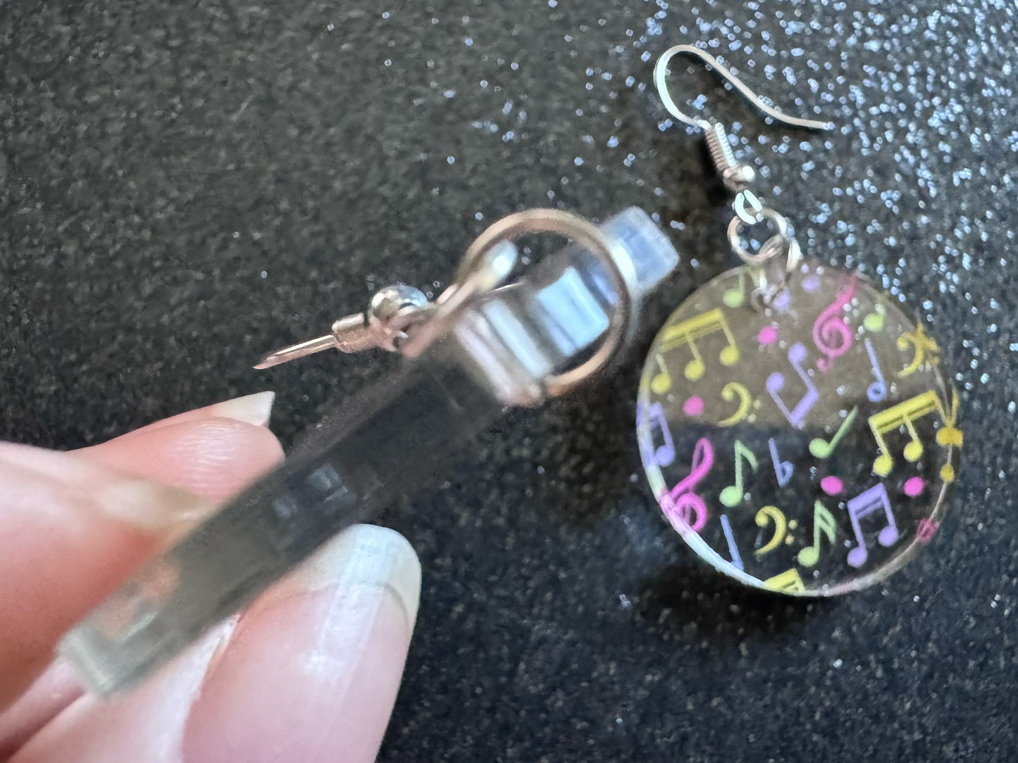 Colorful Music Note Earrings: Laser Cut Acrylic Sheet Music, Piano, Classical, Concert, Musician, Treble Cleff, Best Gifts for Her/Him/Them
